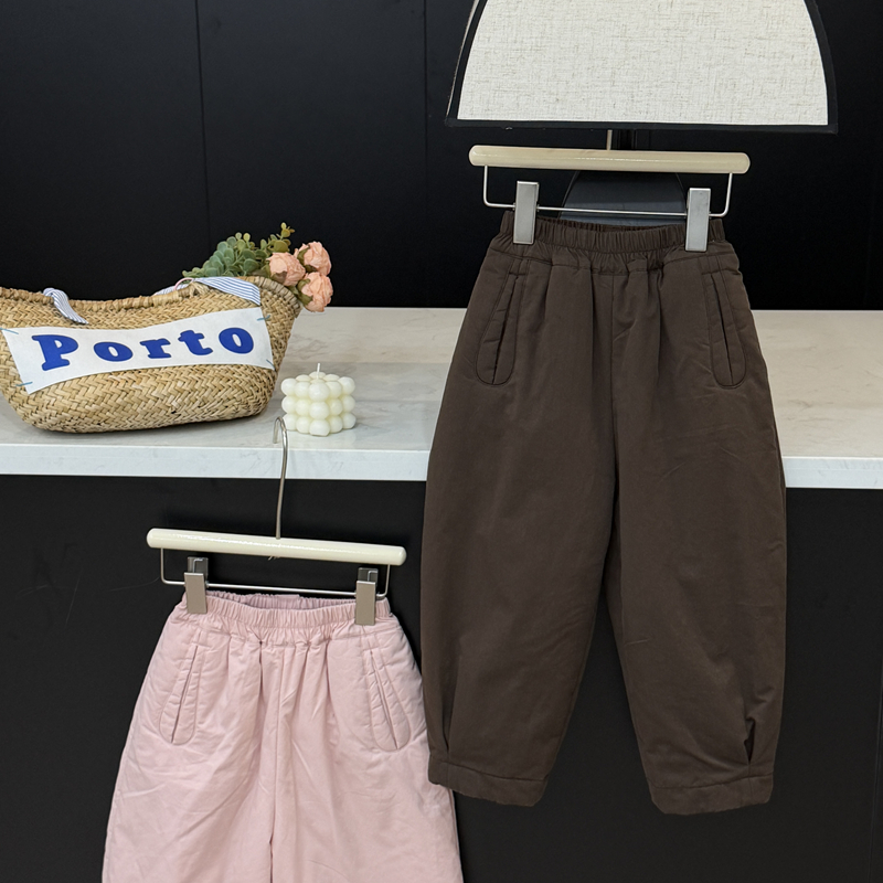 leomama女童双色夹棉加厚裤子秋冬季25新款儿童纯棉百搭休闲长裤