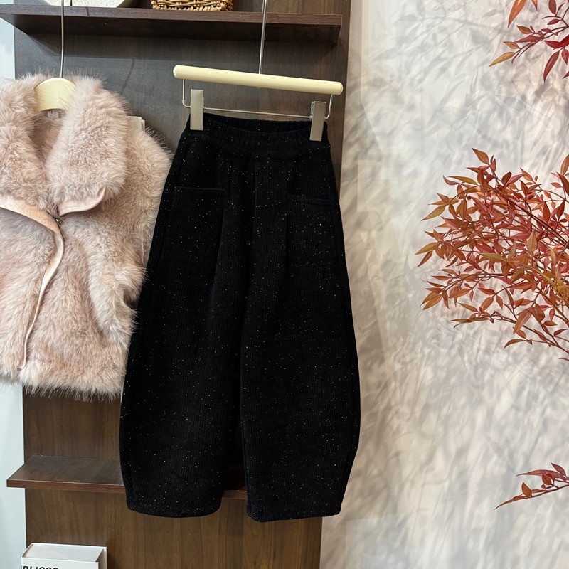 leomama女童25冬季细闪裤子加绒加厚宽松时尚百搭阔腿弯刀休闲裤,童装/婴儿装/亲子装,裤子,淘宝优惠券,粉丝福利购,淘宝优惠卷