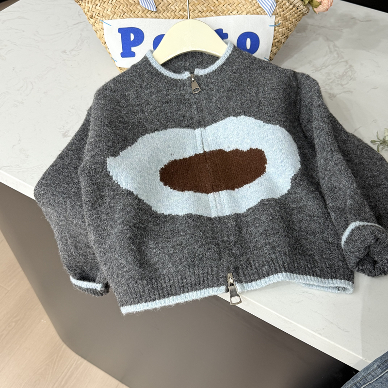 leomama童装秋装女童针织上衣2025春秋新款童装洋气毛衣外套