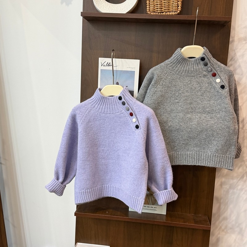 leomama女童高领毛衣秋冬新款彩色纽扣针织衫洋气慵懒舒适毛衣,童装/婴儿装/亲子装,毛衣/针织衫,淘宝优惠券,粉丝福利购,淘宝优惠卷