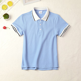 儿童短袖t恤衫蓝色夏装男童半袖女童中小学生夏季英伦校服POLO衫