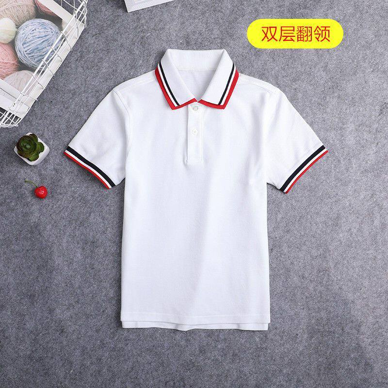 安徽天长市实验小学儿童白色t恤夏季薄男女童双领polo衫校服短袖