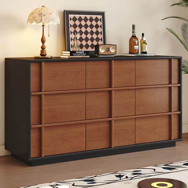 中古风黑胡桃色实木六斗餐边柜客厅玄关储物柜卧室收纳拼色九斗柜,住宅家具,斗柜,淘宝优惠券,粉丝福利购,淘宝优惠卷