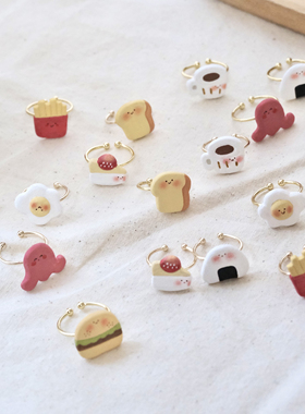 新款手工陶土可爱食物系列戒指DIY实用装饰品