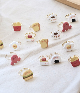 新款手工陶土可爱食物系列戒指DIY实用装饰品