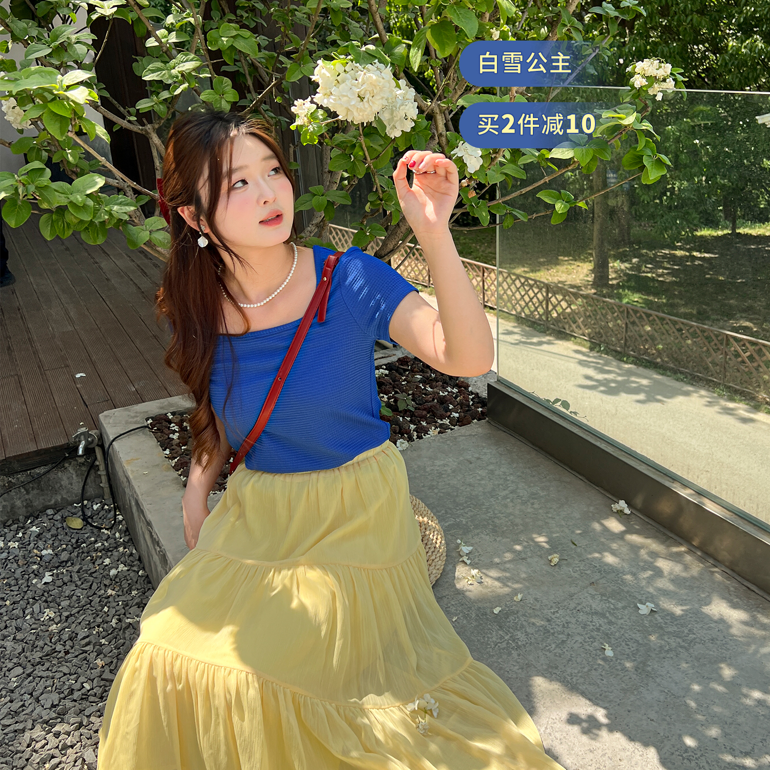 DM100大码百分百女装夏季胖mm绝美巨显瘦T恤套装裙微胖一整套穿搭