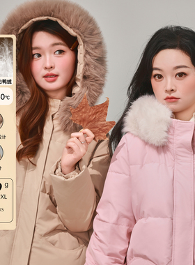 DM100大码百分百女装微胖mm冬季正肩短款撞色毛领连帽羽绒服外套