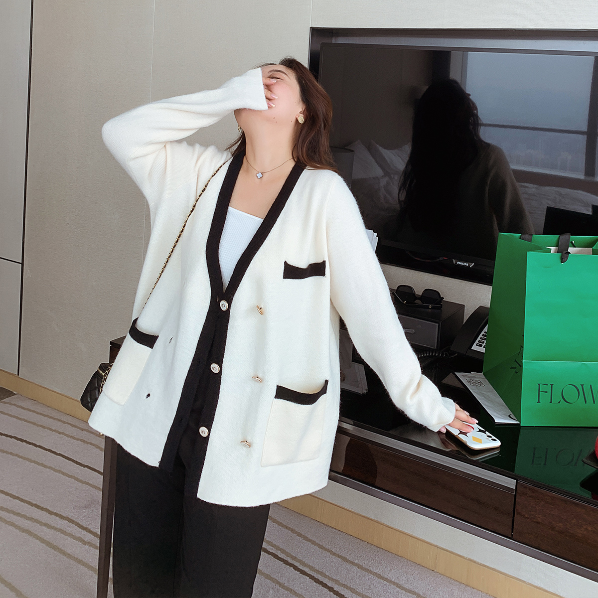 DM100打底针织开衫小香f毛衣