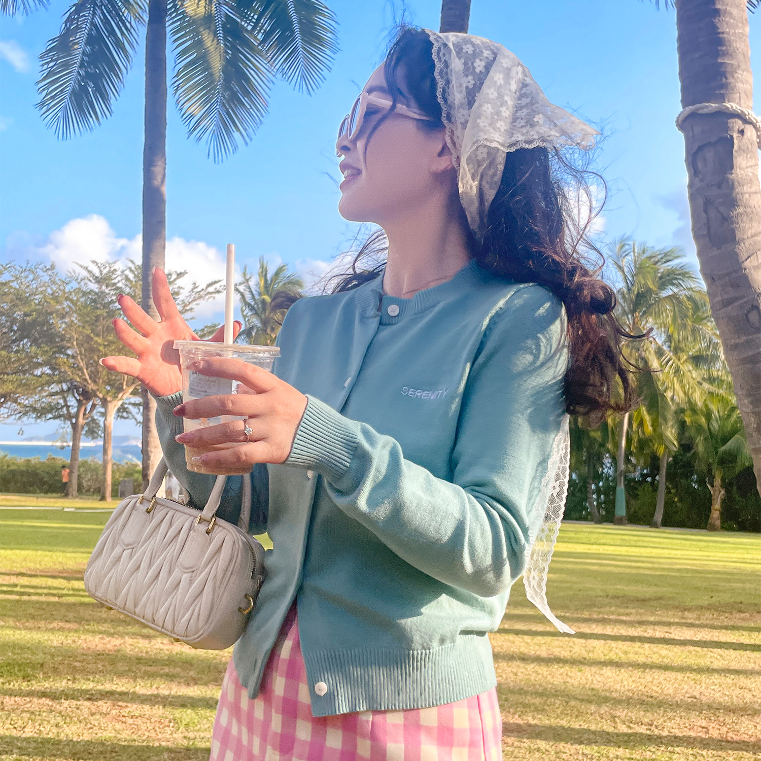 DM100大码百分百2025春季新款女装高弹打底上衣圆领正肩针织开衫