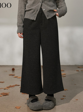 DM100大码百分百女装微胖mm冬季百搭舒适仿羊绒宽松阔腿休闲裤