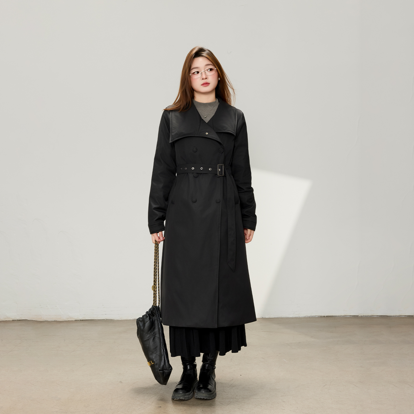 【11/10 20点 新品88折+立减15%】DM100气质收腰长款风衣羽绒服