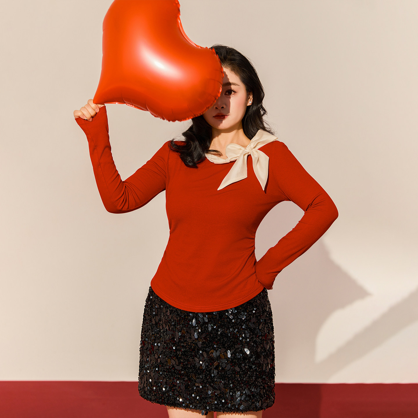 【1/16新品 20点 年货节立减15%】DM100大码系带收腰针织衫上衣,女装/女士精品,大码内搭,淘宝优惠券,粉丝福利购,淘宝优惠卷