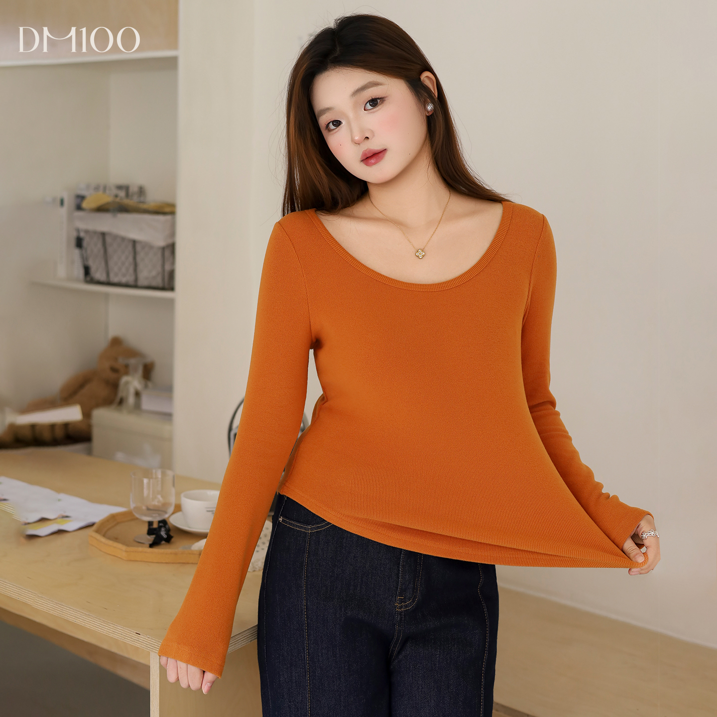 【11/10 20点 新品88折+立减15%】DM100大圆领正肩显瘦德绒T恤