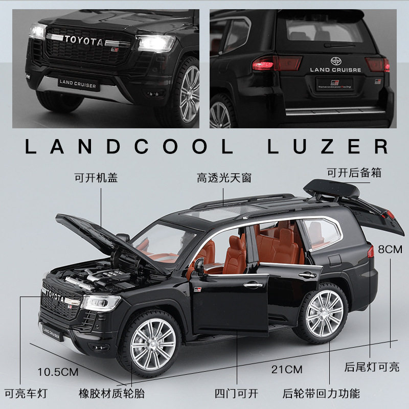 1:24 TOYOTA LAND CRUISER GR 스트리트 자동차 버전 시뮬레이션 합금 자동차 모델 장식 소년 장난감 자동차 컬렉션 선물