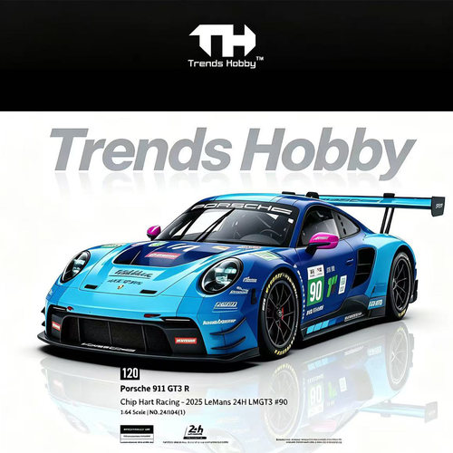 展会同款TH1:64 2025保时捷911 GT3 R耐力赛GT3#90开盖版合金车模