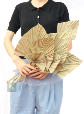 棕榈树叶客栈书吧瓶插花布置蒲扇