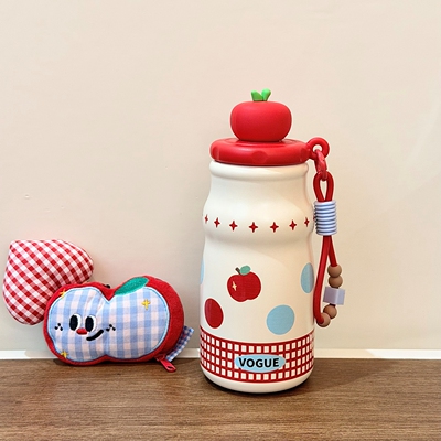 可爱苹果316不锈钢吸管保温杯