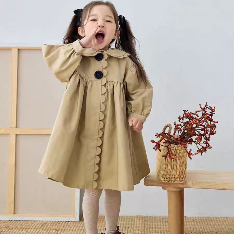 2025春秋款女童娃娃领洋气风衣