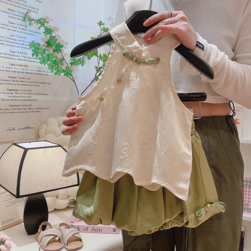 女童夏季中国风套装2025新款女宝宝设计感提花国风盘扣汉服两件套,童装/婴儿装/亲子装,套装,淘宝优惠券,粉丝福利购,淘宝优惠卷