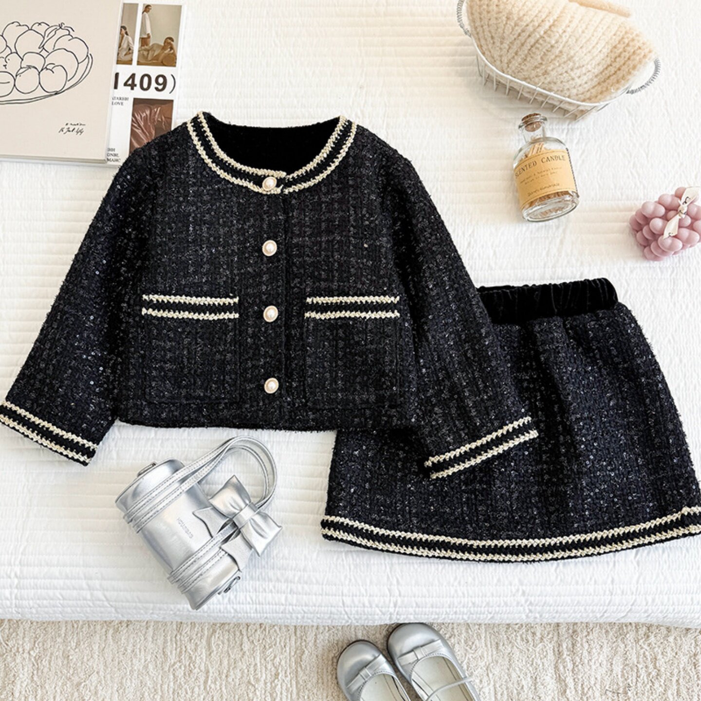 女童小香风套装裙春秋2026新款洋气儿童网红套裙小女孩时髦两件套