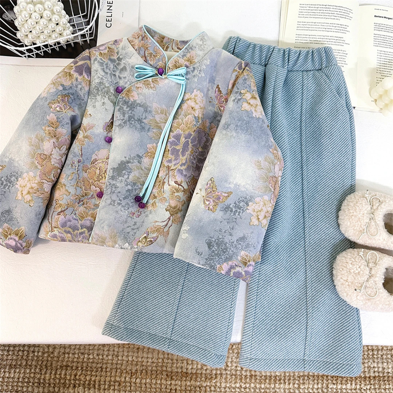 国风新中式加厚加绒汉服裤子套装