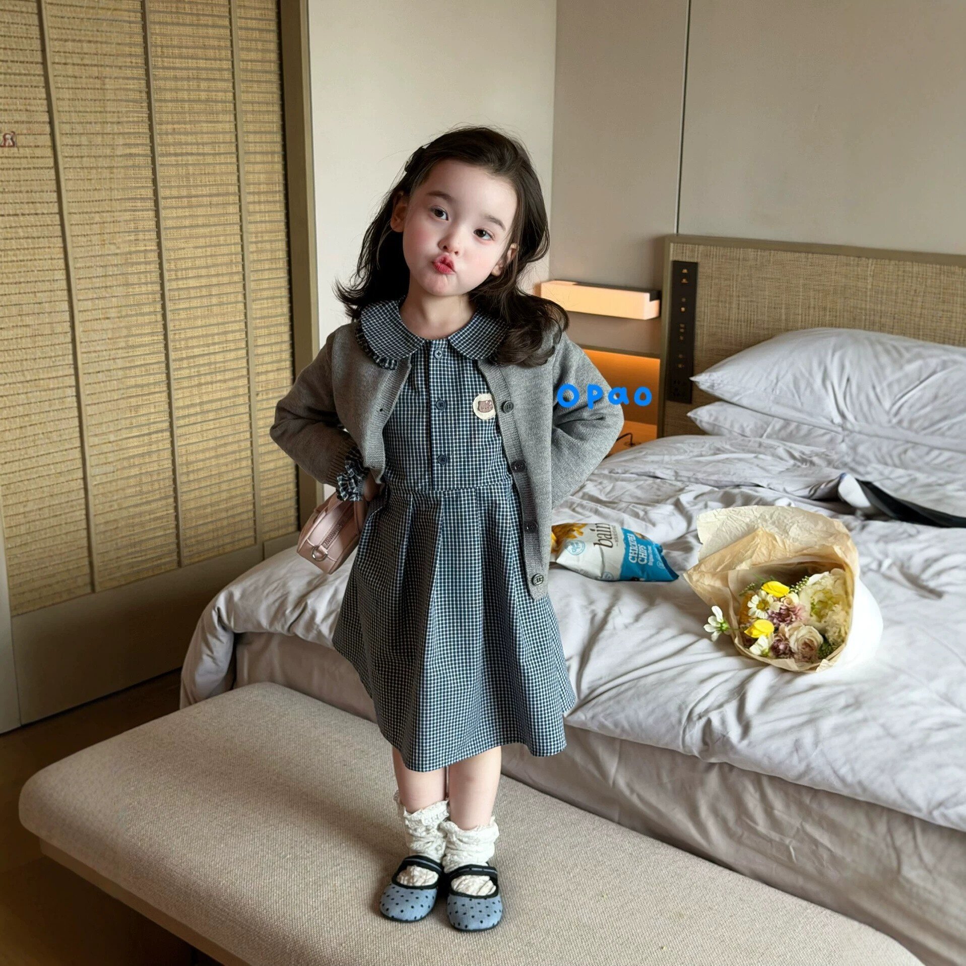 娃娃领连衣裙花边毛衣针织衫套装