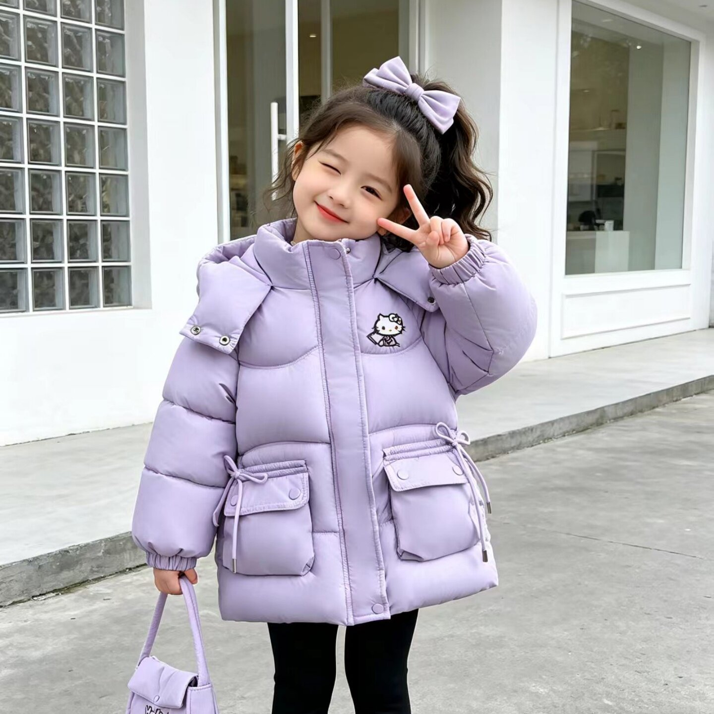 韩系小女孩卡通可爱棉服外套
