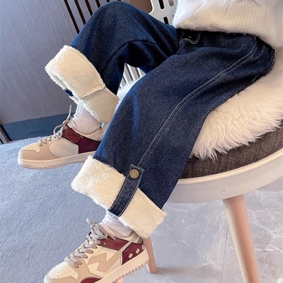 加绒牛仔裤秋冬季外穿冬装裤