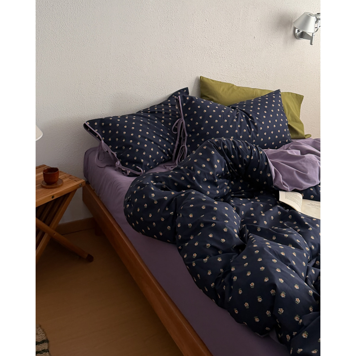 韩式高端工艺款田园风全棉床上四件套绑带纯棉床单床笠床品三件套