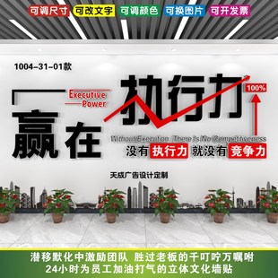 立体标语办公室励志文化墙贴0401团队执行力一群人要想富搞业务