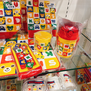 现货日本制mikihouse儿童宝宝吸管杯喝水杯勺叉筷套盒方巾