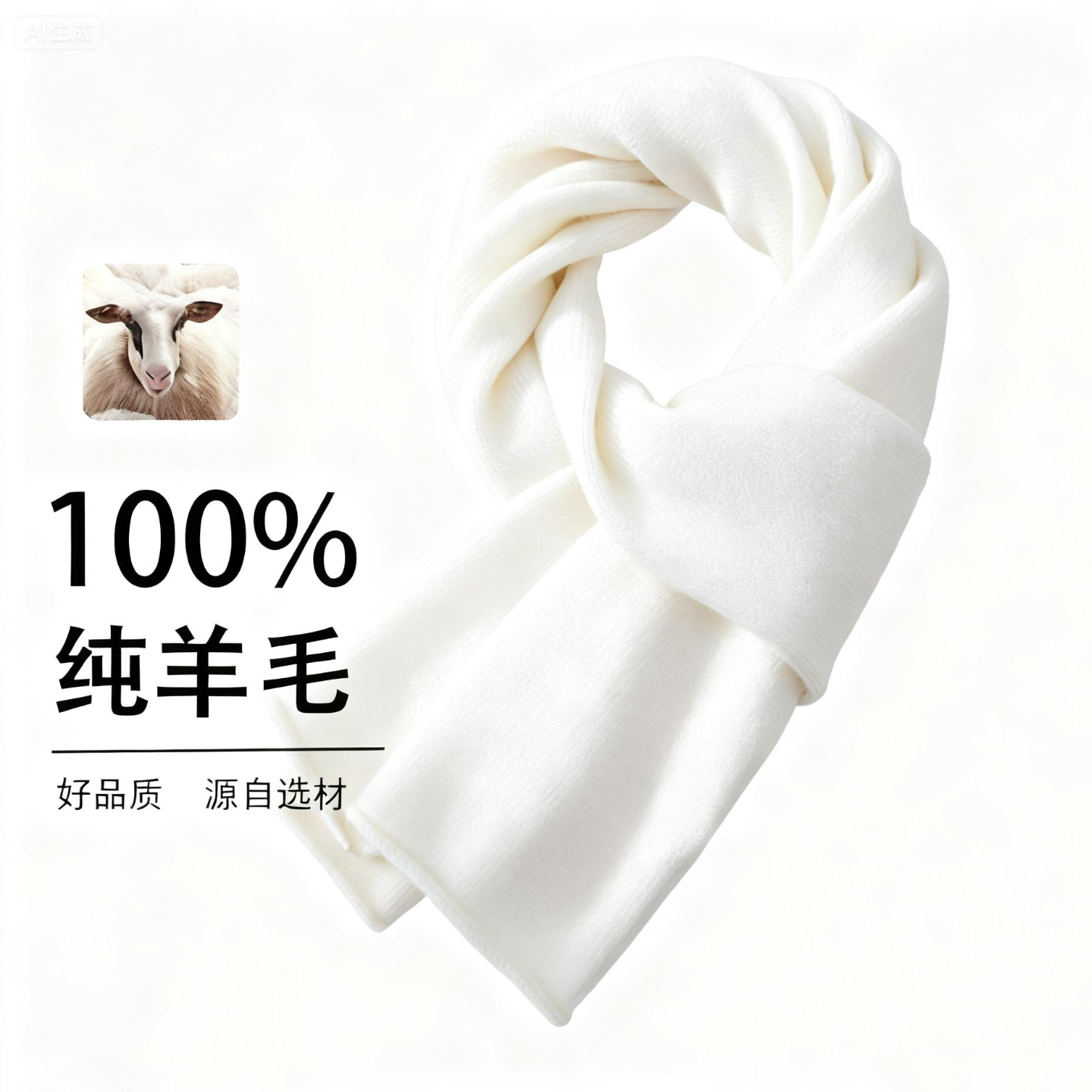 2025新款冬季蓝色100%纯羊绒小围巾男女薄保暖短款白色羊毛围脖