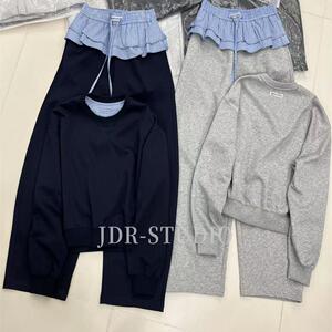 欧洲站2025春季新款宽松圆领长袖卫衣+松紧腰休闲裤时尚套装女