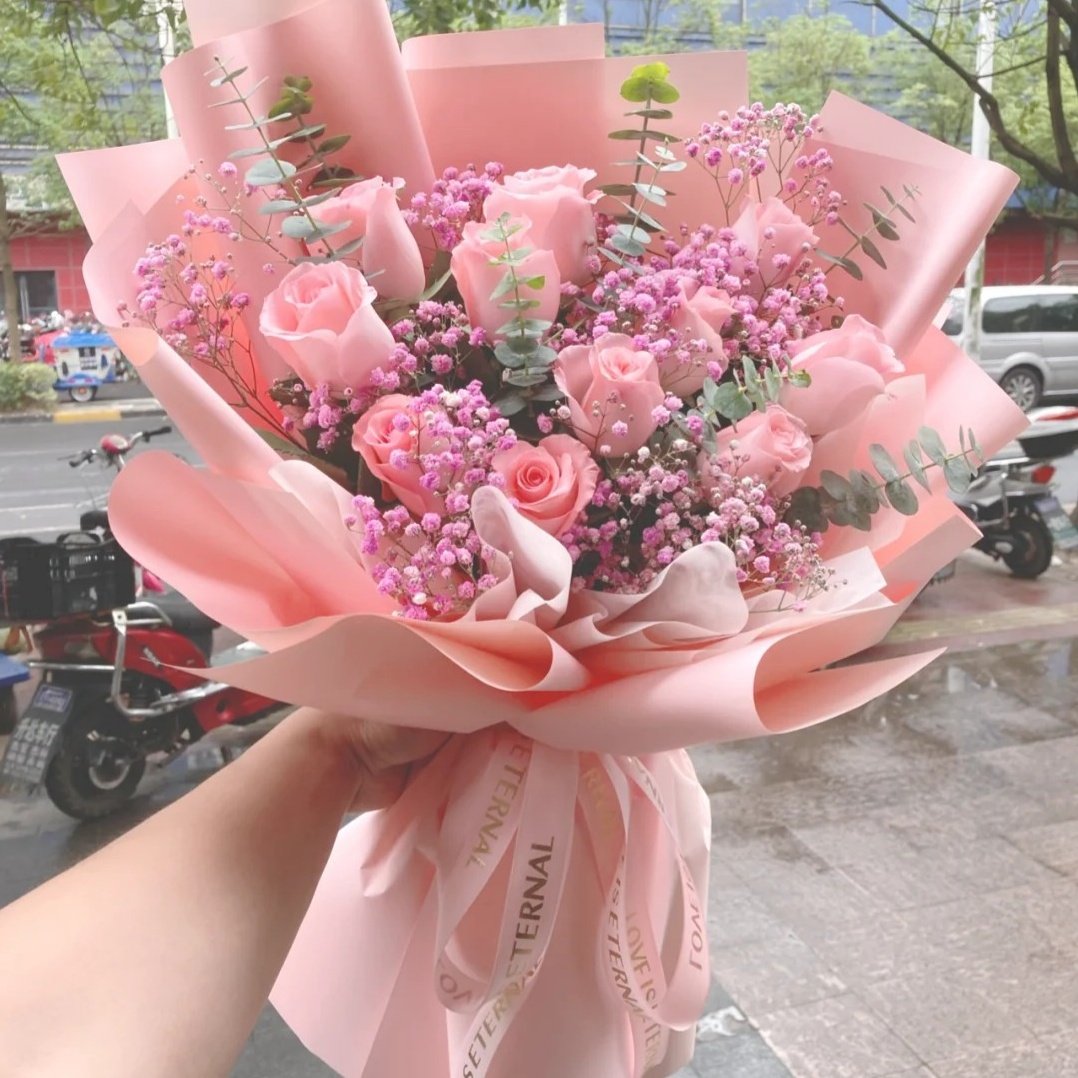 大连情人节鲜花11支安娜粉玫瑰大连鲜花同城速递中山沙河口西岗区