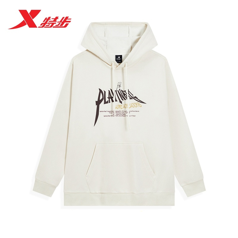 特步男装加绒连帽卫衣2025春季