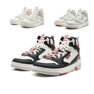 特步女鞋中帮板鞋2025春款厚底运动鞋轻便女休闲鞋975118 310021