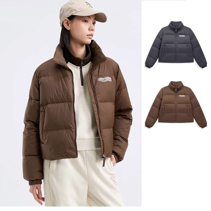 特步女短款羽绒服冬季款加绒保暖休闲高腰羽绒外套976428 190270