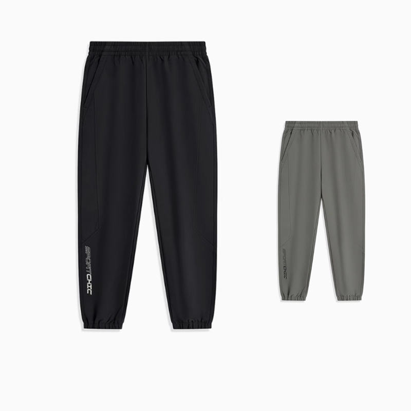 特步男士长裤2024冬季新款束脚休闲梭织加厚运动裤976429 560225