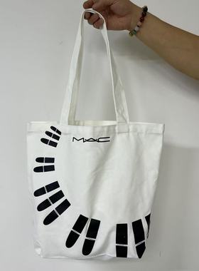 包邮MAC魅可白色帆布单肩包敞口式环保收纳袋大容量购物妈咪包