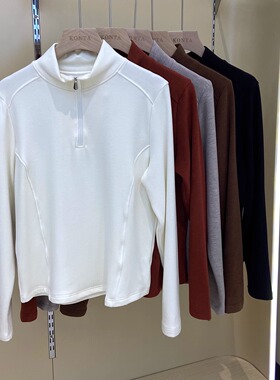 庄泰7320秋冬新款半拉链立领修身显瘦打底衫卫衣软糯休闲T恤女士