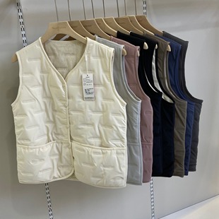马甲背心坎肩 保暖开衫 洁米秋冬新款 女2588男2598中厚V领羊毛修身