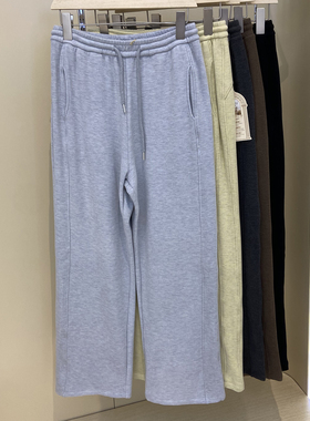 庄泰7328秋冬女士新款加绒松紧腰抽绳直筒裤宽松显瘦百搭休闲阔腿