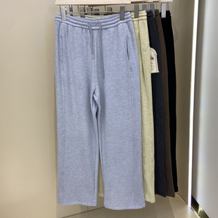 庄泰7328秋冬女士新款 宽松显瘦百搭休闲阔腿 加绒松紧腰抽绳直筒裤
