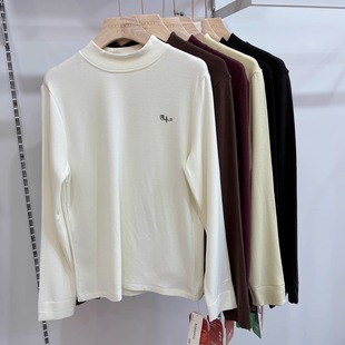 优布客5561中圆领磨绒发热外穿T恤打底衫 女士正肩可叠穿上衣百搭