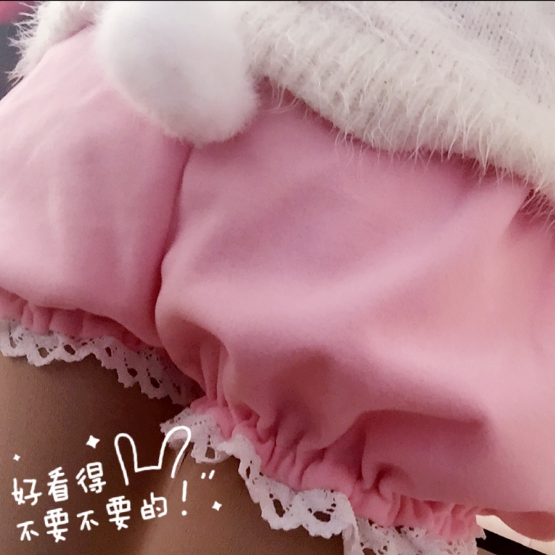 蔷薇家包邮 春秋加厚打底短裤cosplay保暖南瓜裤毛绒绒软萌毛球球