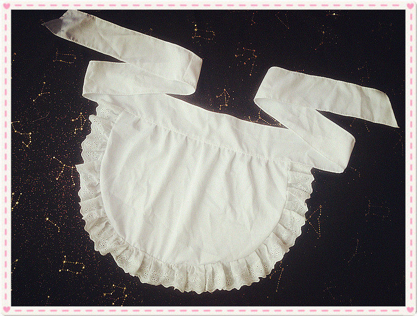 cosplay女仆装配件 纯棉加厚蕾丝白色围裙/围腰 咖啡店工作服