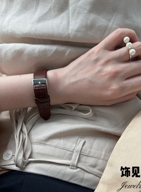 韩式简约高级感平衡木天然淡水珍珠戒指女纯银指环小众时尚不掉色