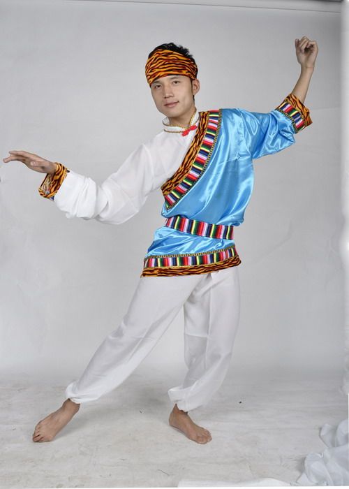 西藏舞蹈演出服装/少数民族成人男装藏袍服饰/藏族舞台表演服红色图片