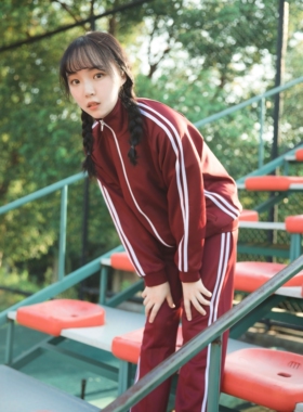 兔家日本学生运动服校园JK班服宽松AKB48红蓝绿长袖长裤秋冬套装