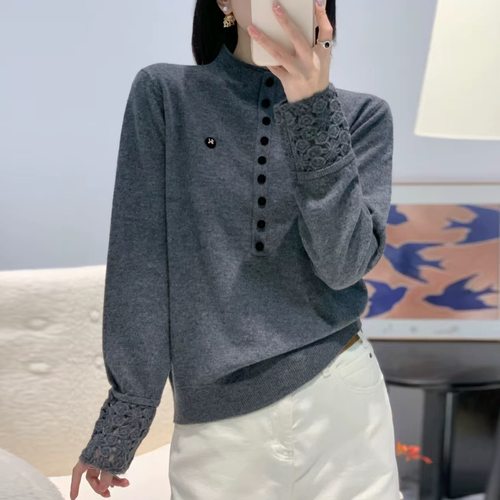 依诺衣坊设计感半扣子羊毛针织衫